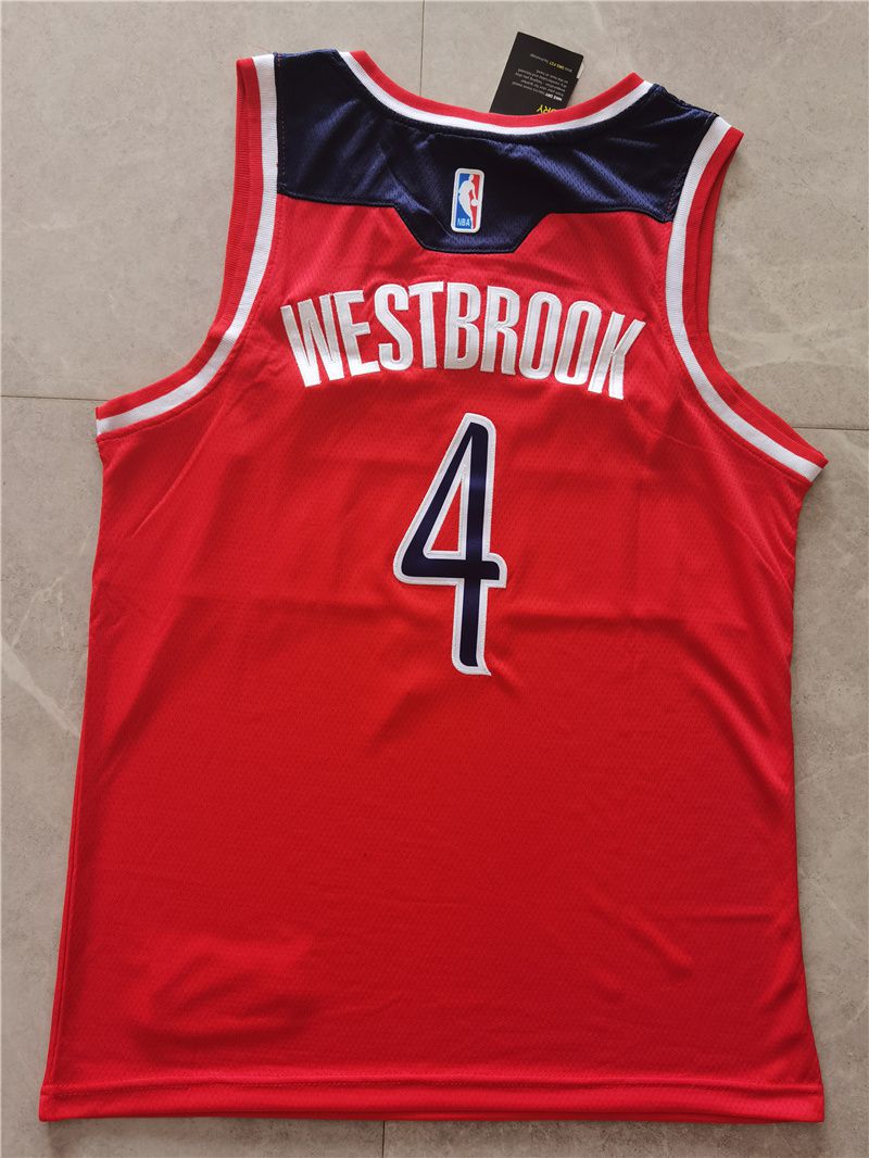 Men Washington Wizards 4 Westbrook Red Game 2021 Nike NBA Jersey